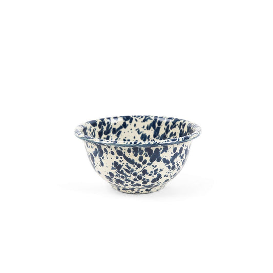 ecomposer-color-navy and cream, D02NVM-4 - Splatter Small Footed Bowls, Set of 4, Navy and Cream