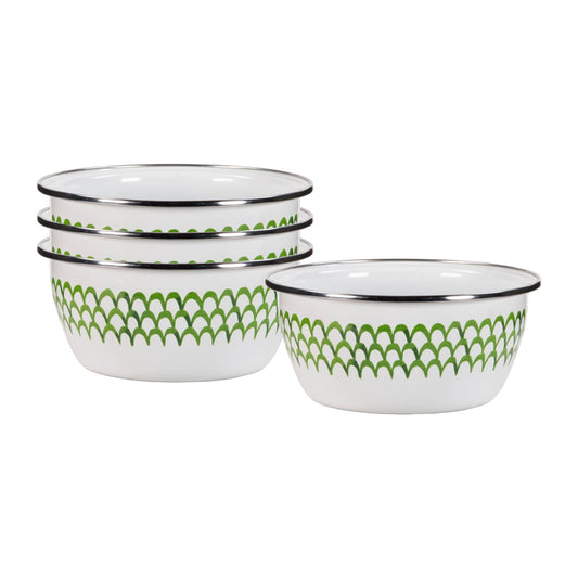 GS61S4 - Green Scallop Salad Bowls - Set of 4 2