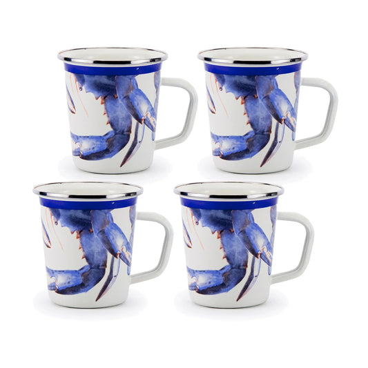 SE66S4 - Blue Crab 16 oz Latte Mugs - Set of 4 1
