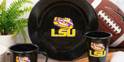 CK93BLA-LSU01-2 - Louisiana State (LSU) Enamelware 14oz Tumblers, Set of 2 - 2