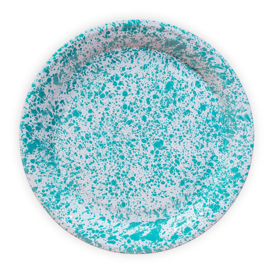 ecomposer-color-turquoise splatter, D129TQM - Splatter Large Round Tray, Turquoise Splatter