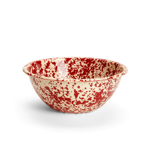 ecomposer-color-burgundy and cream, D18BRM - Splatter Small Serving Bowl, Burgundy and Cream
