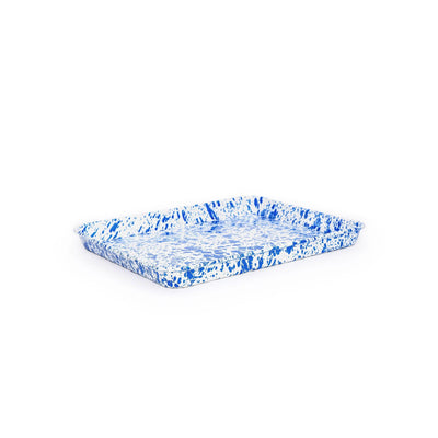 ecomposer-color-blue splatter, D190DBM - Splatter Small Rectangle Tray, Blue Splatter