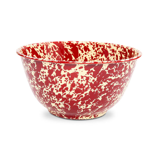 ecomposer-color-burgundy and cream, D23BRM - Splatter Large Salad Bowl, Burgundy and Cream