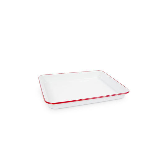 ecomposer-color-red rim, V190RED - Vintage Small Rectangular Tray, Red Rim