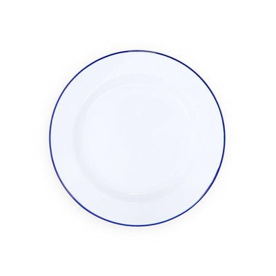 ecomposer-color-blue rim, V20BLU-4 - Vintage Dinner Plates, Set of 4, Blue Rim