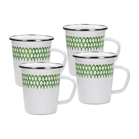 GS66S4 - Green Scallop 16 oz Latte Mugs - Set of 4  1